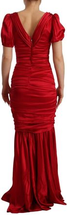 Dolce & Gabbana Womens Silk Stretch Mermaid Gown Red Elastane