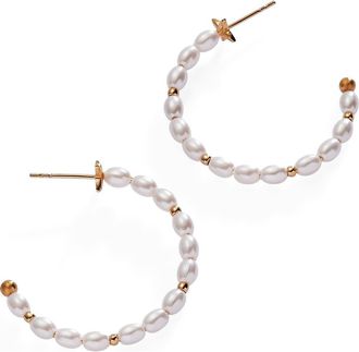 Alex and Ani Rice Pearl Hoop Earrings at Nordstrom
