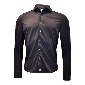 Sonrisa Elegante Zwart Jersey Shirt - Heren - Casual Overhemden - Bruin - S - Katoen - Overhemden