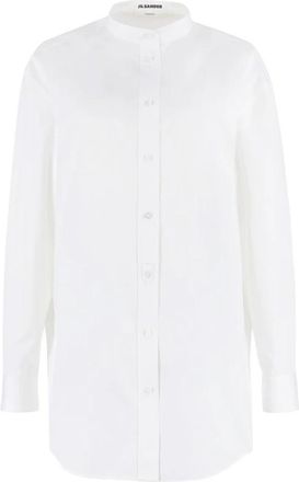 Jil Sander Poplin Band Collar Shirt - Dames - Overhemden - Wit - M - Overhemden