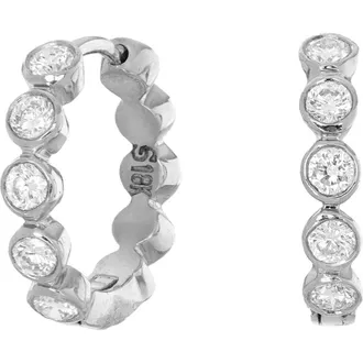 Sethi Couture Modern Diamond Bezel Hoop Earrings in White Gold at Nordstrom