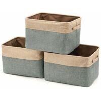 OEM Caja De Almacenamiento Plegable De Yute Y Algod&oacute;n Crezuo Con Asa, Cesta Para La Ropa Sucia, Unidad De Almacenamiento Para Armario - Juego De 3, Gris Y