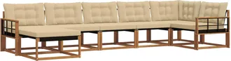 vidaXL Conjunto De Sof&aacute;s De Exterior 7 Uds. Natural Y Beige Vidaxl