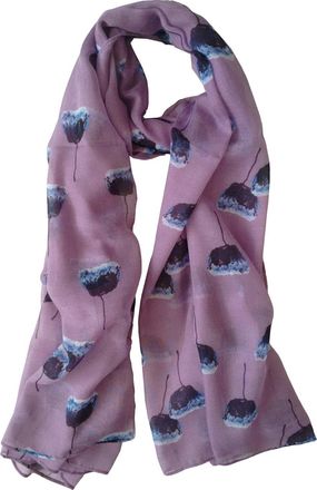 GlamLondon Painted Poppies Print Scarf Womens Poppy Flower Fashion Floral Shawl Wrap (Purple)