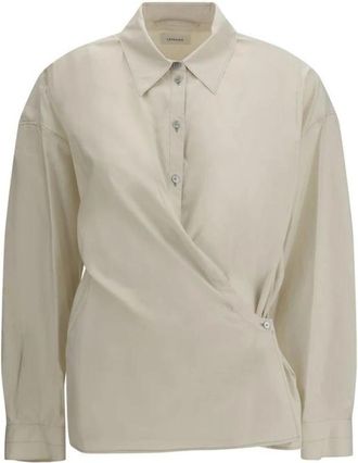 Christophe Lemaire Straight Collar Twisted Shirt - Dames - Overhemden - Beige - XS - Katoen - Overhemden