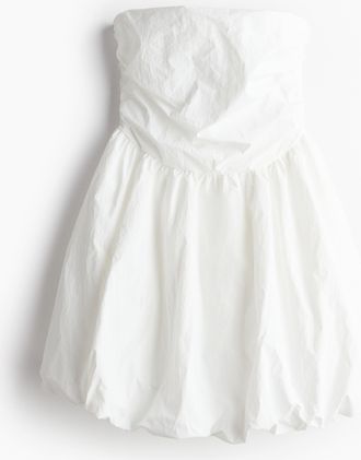 H&M Bandeau-Kleid mit Ballonjupe - White