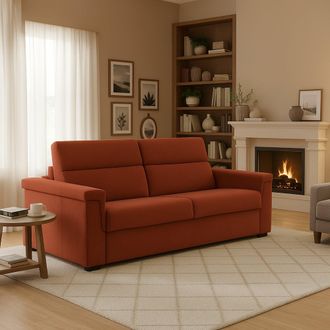 Dmora Sof&aacute; Fijo 2 Plazas Flaibano, Desenfundable, Hidr&oacute;fugo Made In Italy, Lavable, 205x95x100h Cm Naranja