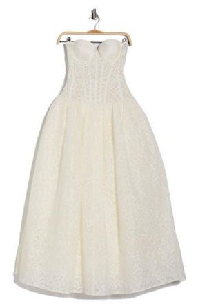 SIMKHAI Evangeline Strapless Bustier Lace Dress in Ivory at Nordstrom Rack, Size 0