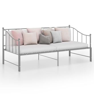 vidaXL Vidaxl - Estructura Sof&aacute; Cama Extra&iacute;ble Sin Colch&oacute;n Metal Gris 90x200 Cm