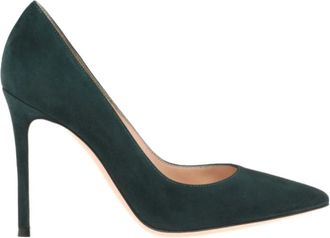 Gianvito Rossi Donkergroene Stiletto Hak Leren Pumps - Dames - Pumps - Groen - 38 1/2 EU - Leer - Schoenen