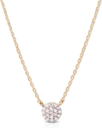 MAX + STONE 14K Yellow Gold 1MM Round Lab Grown Diamond Pave Necklace