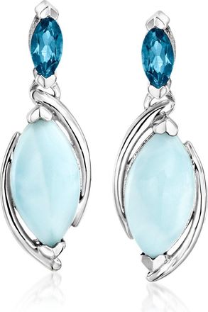 Ross-Simons Larimar and. London Blue Topaz Drop Earrings in Sterling Silver