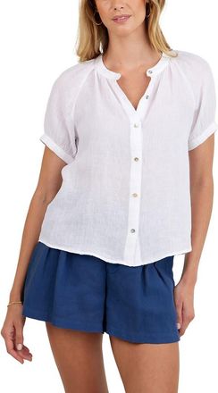 Bella Dahl Short Sleeve Linen Shirt in White at Nordstrom, Size X-Small