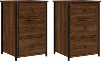 vidaXL Bedside Cabinets 2 pcs Brown Oak 40x36x60 cm Engineered Wood vidaXL