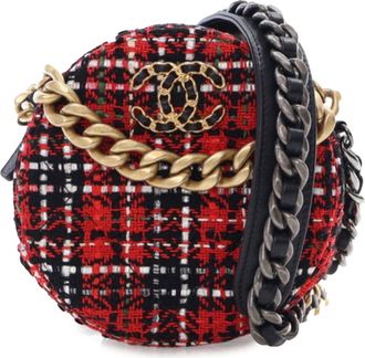 Chanel Pre-owned Womens Ball Bag Tweed Crossbody - Red Textile - One Size