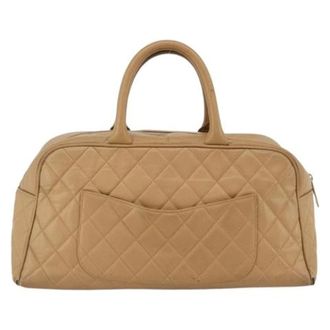 Chanel Pre-owned Leren Vintage Handtas - Dames - Pre-owned - Beige - Maat: ONE Size Leer