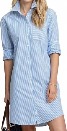Southern Tide Cam Stripe Poplin Dress In Blue Fin