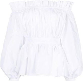 Alexander McQueen White Off shoulder cotton top