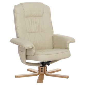 Hhg Hhg - Nunca Usado] Sill&oacute;n Reclinable Sill&oacute;n Tv Sill&oacute;n Sin Taburete M56 Piel Sint&eacute;tica Certificado Mvg, Crema