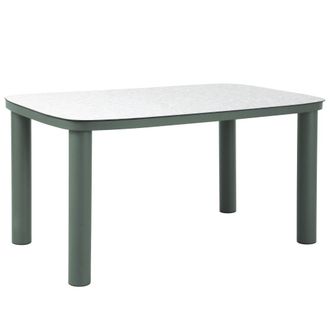 Oviala Mesa de jard&iacute;n con estructura aluminio 6 personas 150x90 cm verde