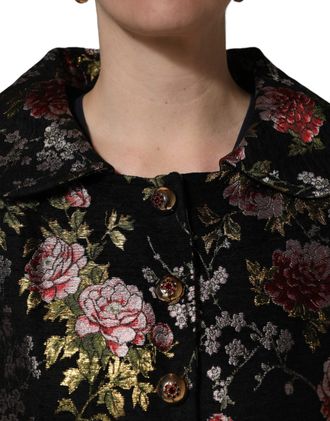 Dolce & Gabbana Womens Multicolor Floral Brocade Blazer Jacket Acetate Acrylic Polyester Clothing