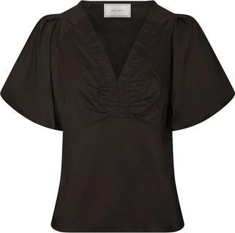 Neo Noir Roella Poplin Blouse - Dames - Blouses - Bruin - L - Katoen - Overhemden