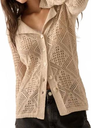 Promesa Button Up Knit Top In Beige