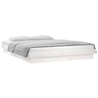 Berkfield Home LED Bed Frame without Mattress White Double Solid Wood