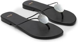 Mango Metallic Detail Flip Flop in Black at Nordstrom, Size 36