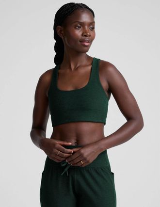 Beyond Yoga Spacedye Simplicity Bra In Dark Spruce Green Heather