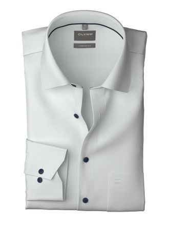 Olymp Langarmhemd OLYMP Luxor, Herren, Gr. 40, N-Gr, weiss (wei&szlig;), Web, Obermaterial: 100% Baumwolle, comfort fit, 2-Knopf-Manschette, Hemden Langarmhemd, B