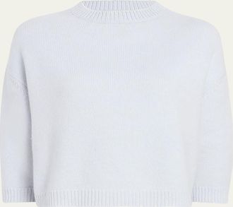 Khaite Sabina Cashmere Elbow-Sleeve Boxy Sweater