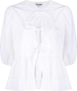 Ganni Cotton Peplum Top