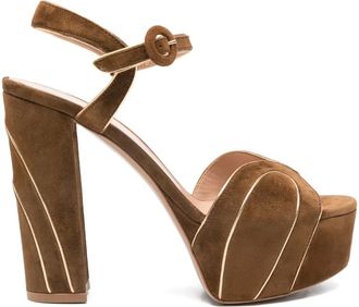 Gianvito Rossi 125mm platform sandals - women - Suede/Lambskin/Calf Hair/Lamb Skin/Rubber - 36.5 - Brown