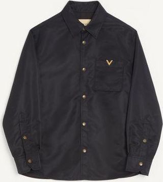 Valentino Giacca camicia Valentino in nylon con VGold Uomo NERO 44