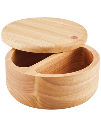 Ayesha Dnu Ayesha Curry Pantryware Round Wooden Salt And Spice Box With Two Compartments, 17Oz