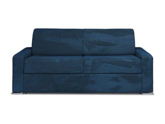 VENTE-UNIQUE.COM Sof&aacute; cama terciopelo 4 plazas azul 214x223cm