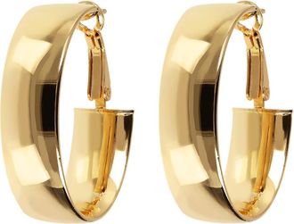 Autentica 1-1/4 Bold Oval Hoop Omega Back Earrings