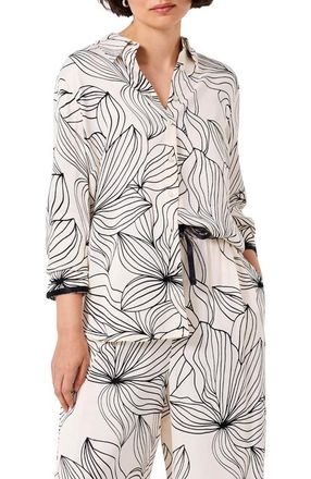 Mint Velvet Floral Print Satin Shirt in Cream at Nordstrom, Size X-Small