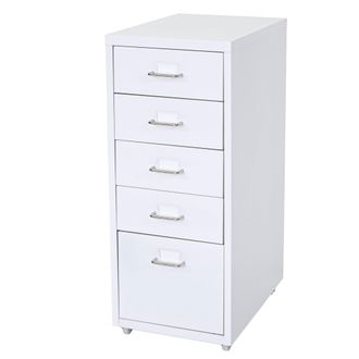 Hhg Hhg - Nunca Usado] Armario Con Ruedas Boston T851, Armario Con Cajones Armario De Acero, 69x28x41cm 5 Cajones, Blanco