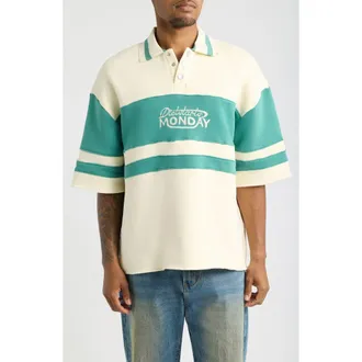 Diet Starts Monday Fleece Panel Polo in Cream/emerald at Nordstrom, Size X-Large