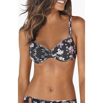 Lascana Womens Trimmed Underwire Bikini Top Size 38DD in Black Printed at Nordstrom
