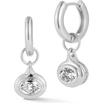Glaze Jewelry Oval Moissanite Drop Huggie Hoop Earrings in Silver at Nordstrom Rack