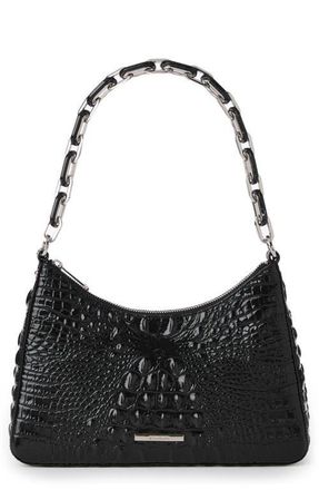 Brahmin Mod Esme Croc Embossed Leather Shoulder Bag in Black at Nordstrom