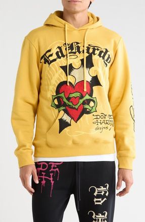 Ed Hardy Sacred Heart Hoodie in Golden Yellow at Nordstrom Rack, Size Xx-Large