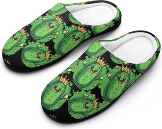 Generic Pickle In Crowned Cotton Slippers for Women Indoor Outdoor Slipper Slip-On Memory Foam Home Shoes