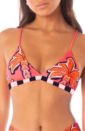 Maaji Racing Palms Reversible Triangle Bikini Top in Bright Pink at Nordstrom Rack, Size X-Large