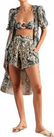 Adriana Degreas Hera Pleated Shorts In Blue