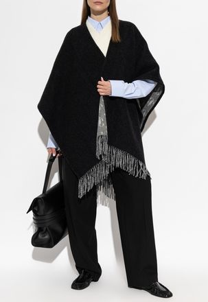 Jimmy Choo London Wool Poncho, Womens, Black