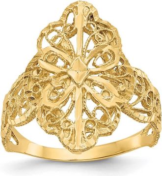 Diamond2Deal 14k Yellow Gold Diamond Cut Filigree Ring